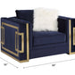Virrux - Chair With 2 Pillows - Blue Velvet & Gold