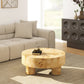 Nebula 35.5' Round Pillar Leg Coffee Table Warm Natural Brown Burl Wood