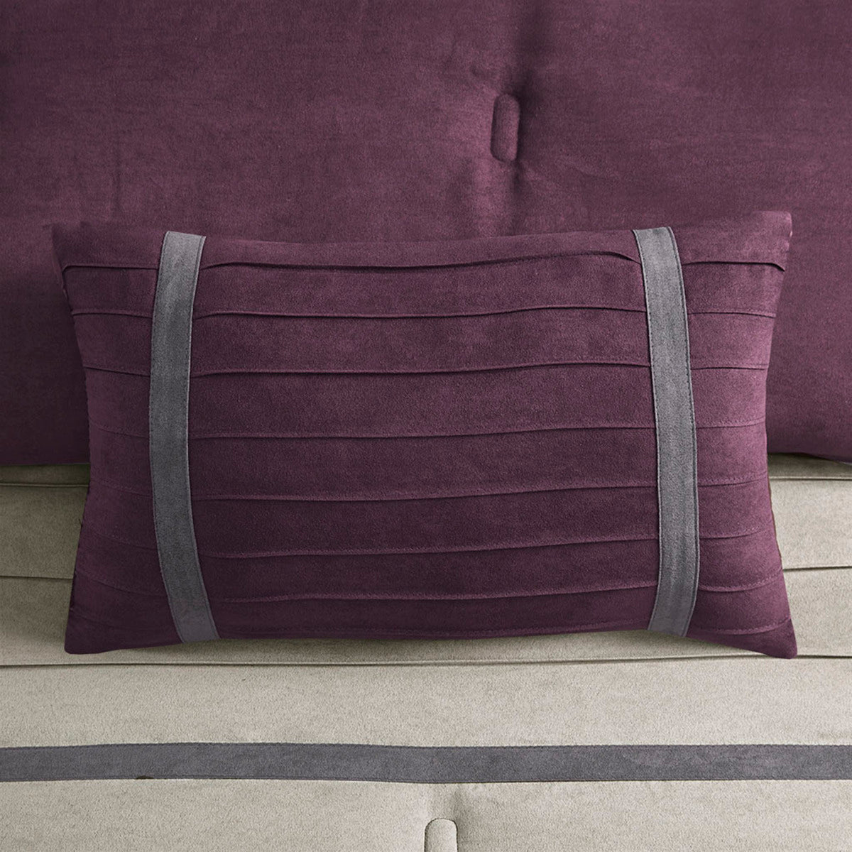 7 Piece Purple Faux Suede Comforter Set Full
