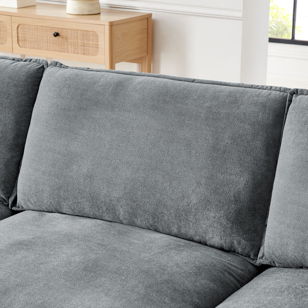 L-Shaped Sectional Sofa With Ottoman, Convertible 4 Seater Couch - view 7