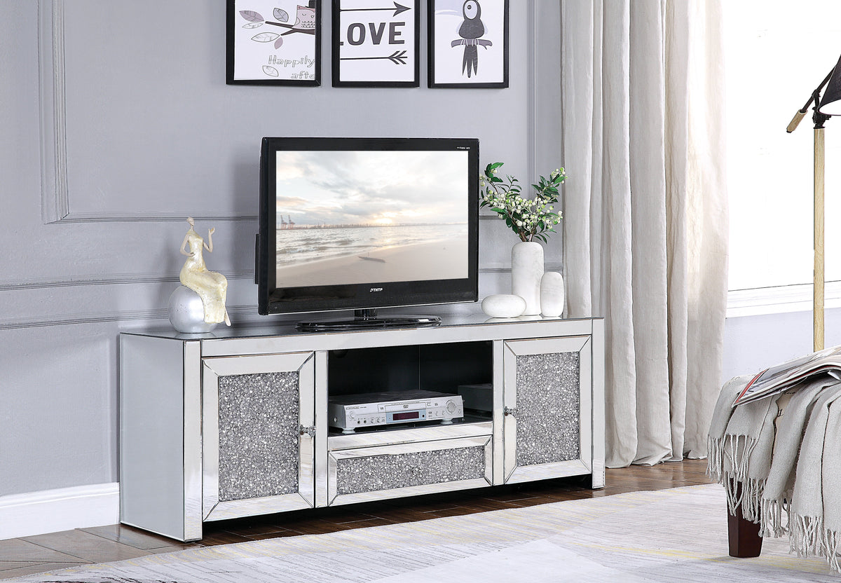 Noralie Mirrored & Faux Diamonds TV Stand