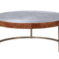 Tamas - 16" Coffee Table - Aluminum & Cocoa Top Grain Leather