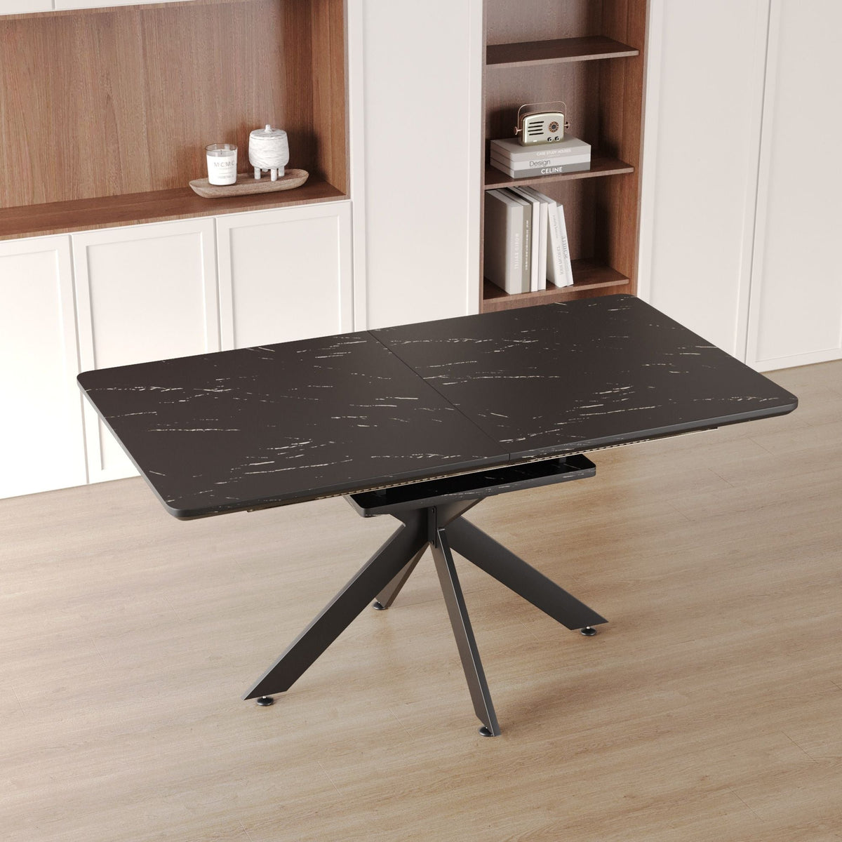 Modern Mid-Century Dining Table Set With Extendable Design - view 8