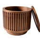 18.9" Round Wooden Side Table with Cylinder Lattice Design