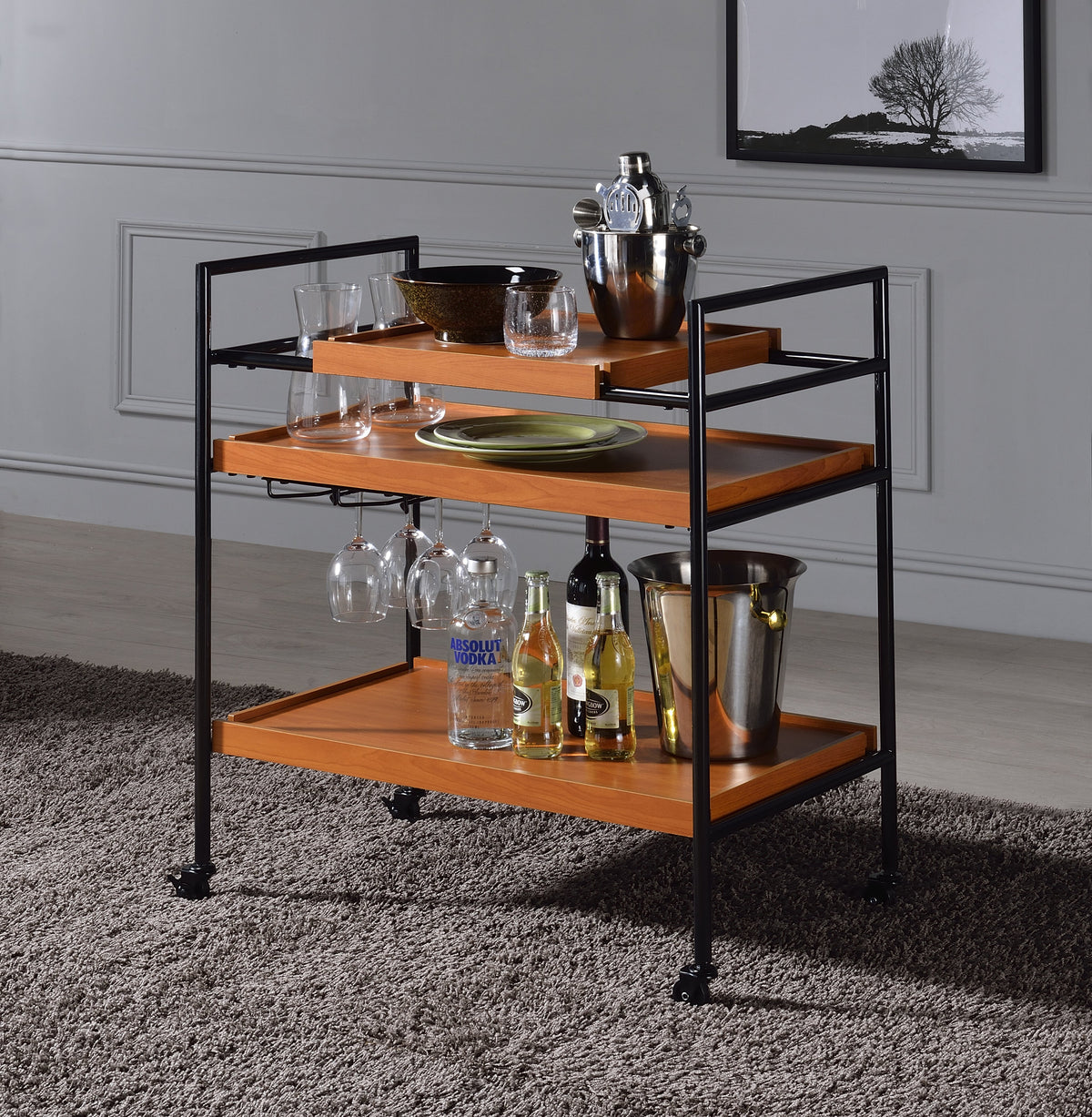 Oaken Honey Serving Cart