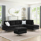 L-Shaped Chenille Sectional Sofa with Chaise and Storage Ottoman