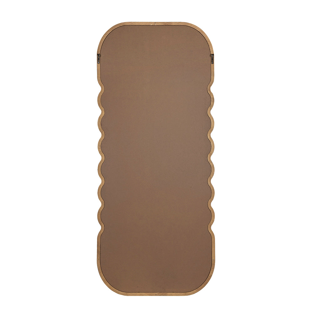Oversized Wooden Floor Mirror with Unique Design