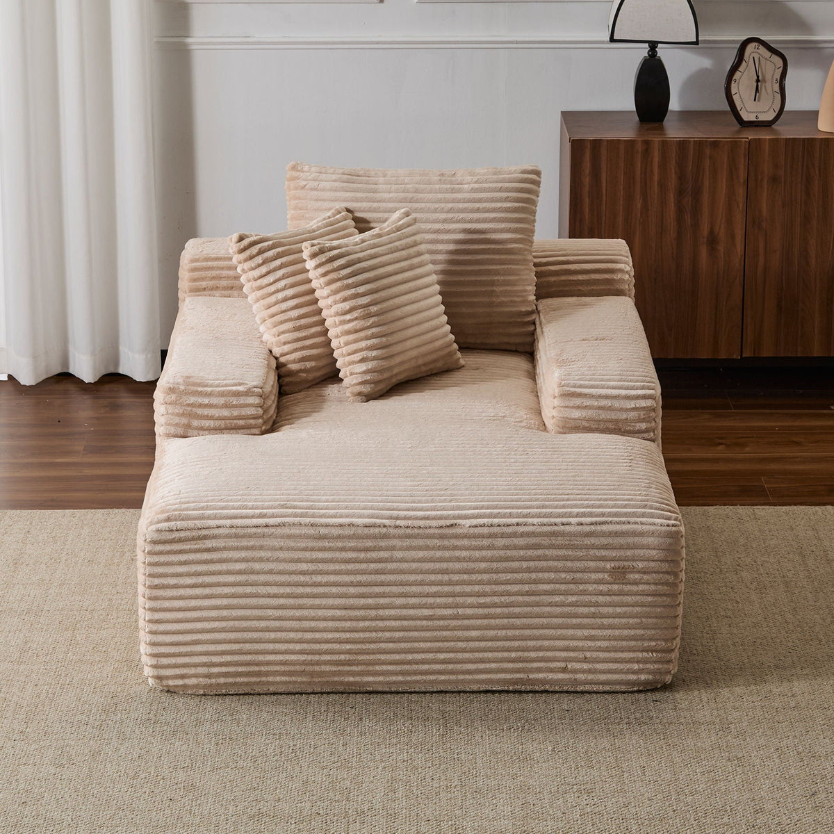 Oversized Chaise Lounge Chair Cozy Cloud Couch With 3 Throw Pillows And Wide Armrest - view 20
