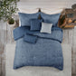 7 Piece Printed Seersucker Comforter Set Navy Queen