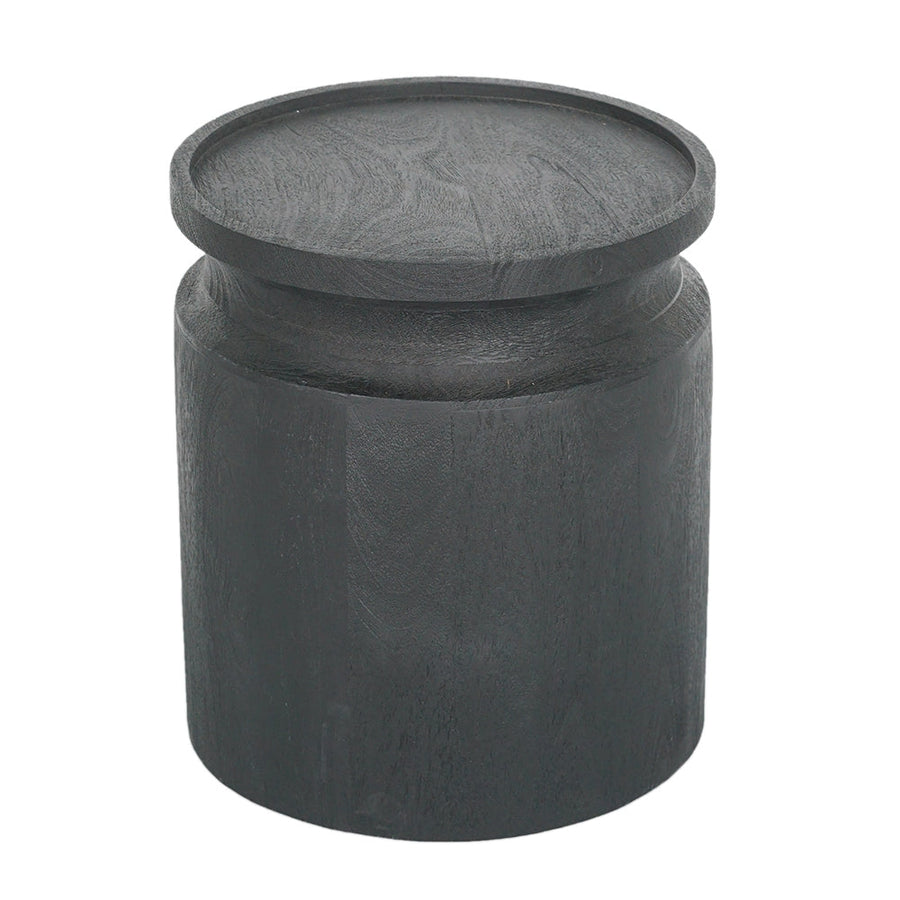 Black Wooden Cylinder Side Table