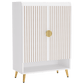 29.6" White and Gold Shoe Cabinet