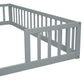 Double Twin Floor Bed with Fence, Guardrails, without Door