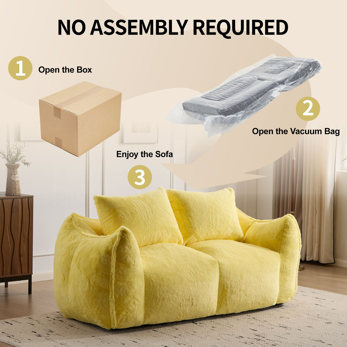 Giant Bean Bag Couch, Ultra Soft Fluffy Loveseat For Living Room - view 24