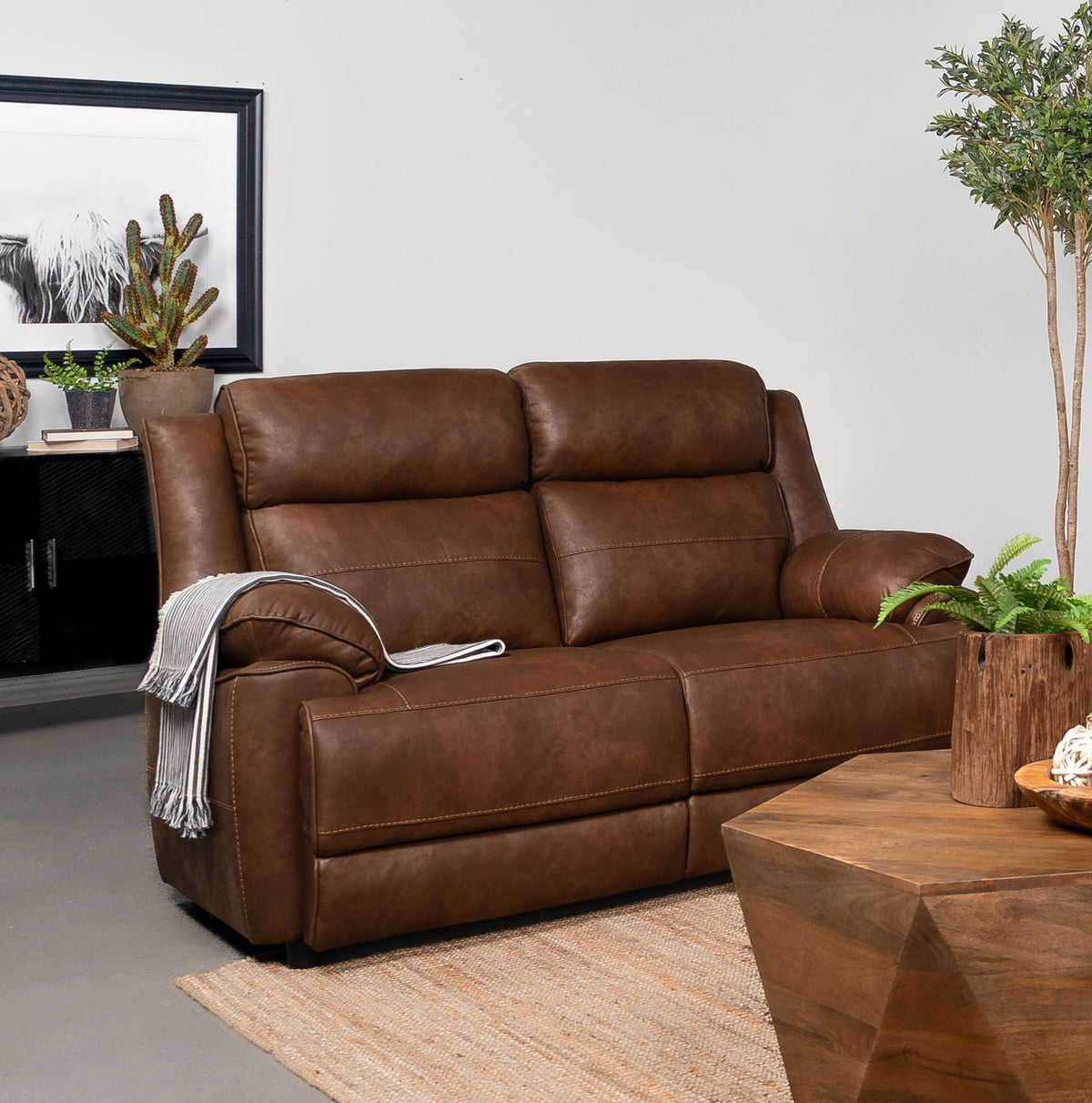 Ellington Upholstered Padded Arm Loveseat Dark Brown - view 6