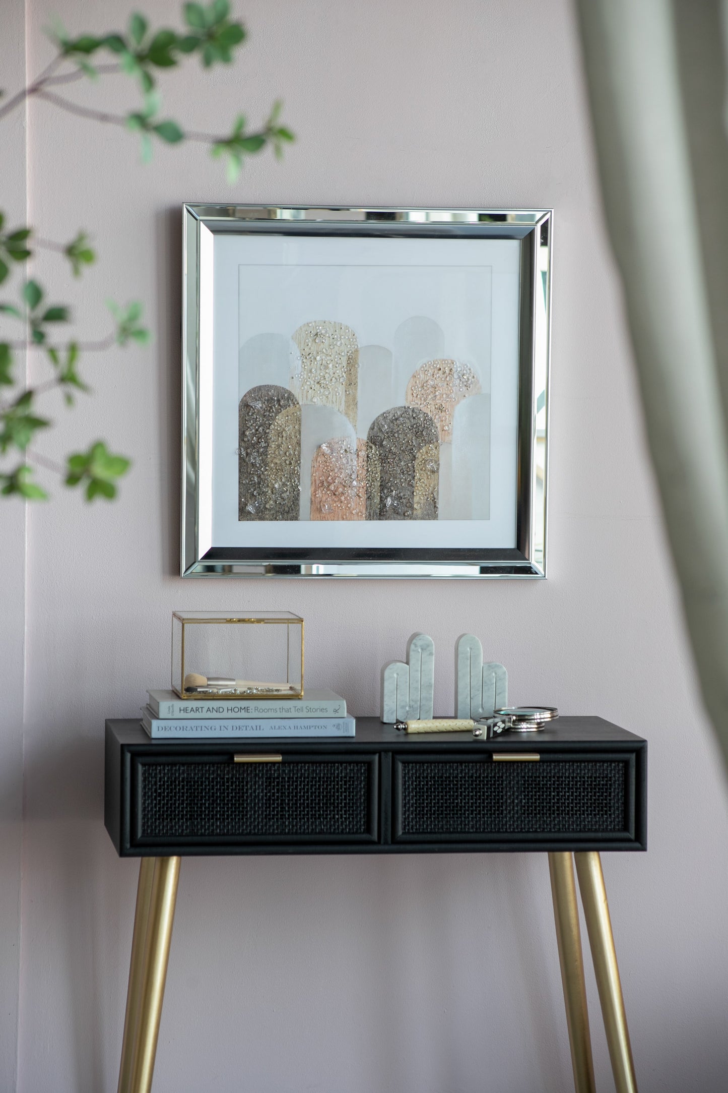 S/2 23.6x23.6" Kaiden Crystal Mirror Framed Wall Art