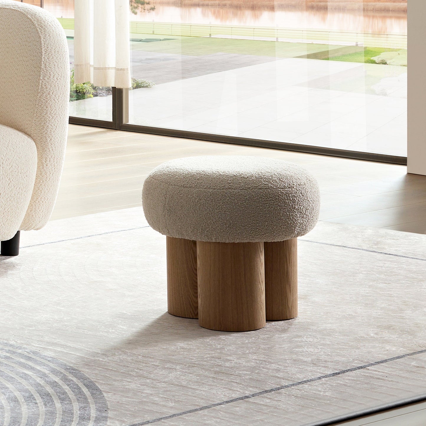 W8017-1 Mushroom Stool with Grieg Plush Cushion