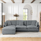 L-Shaped Sectional Sofa With Ottoman, Convertible 4 Seater Couch - view 8