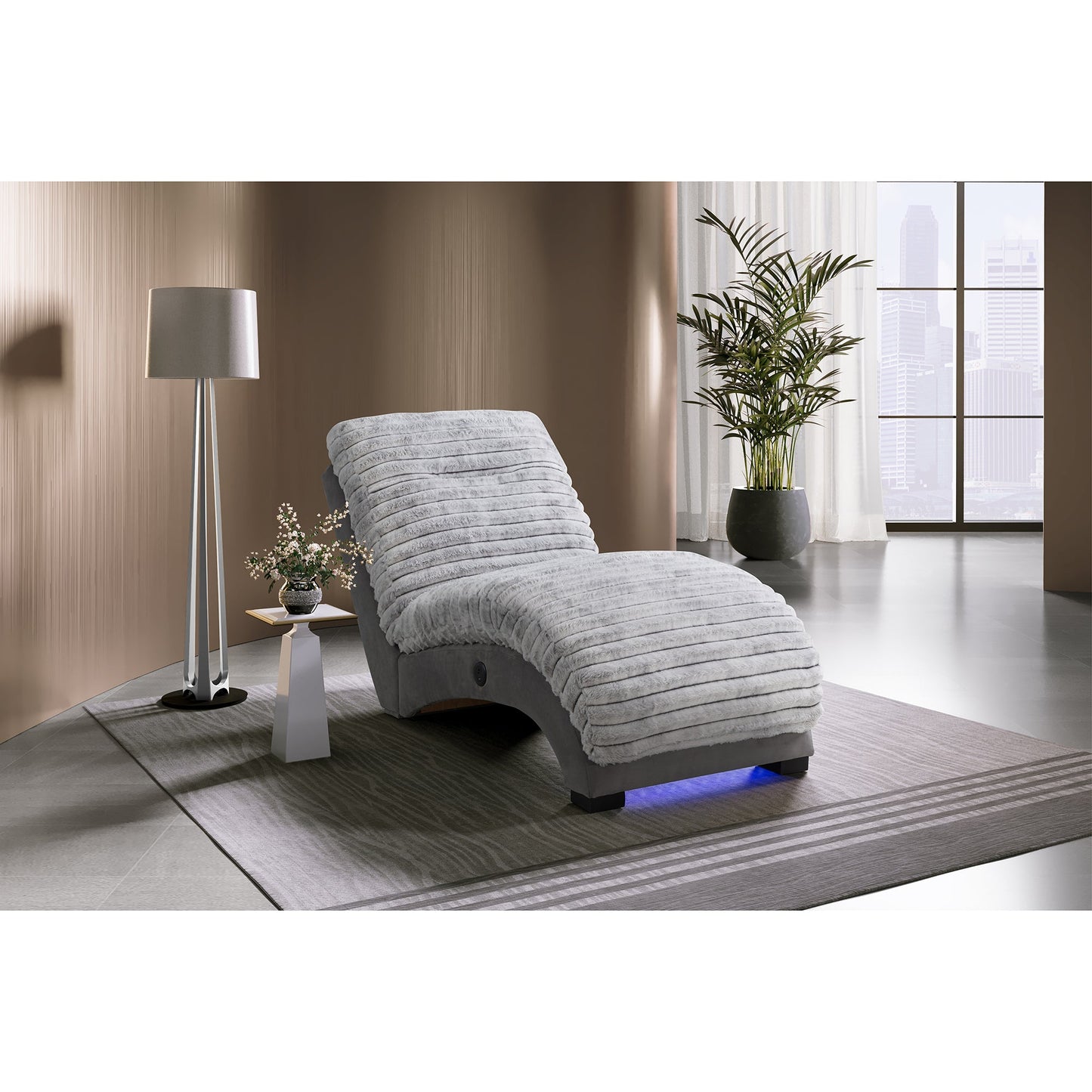 Denise Nickel Accent Chaise With USB