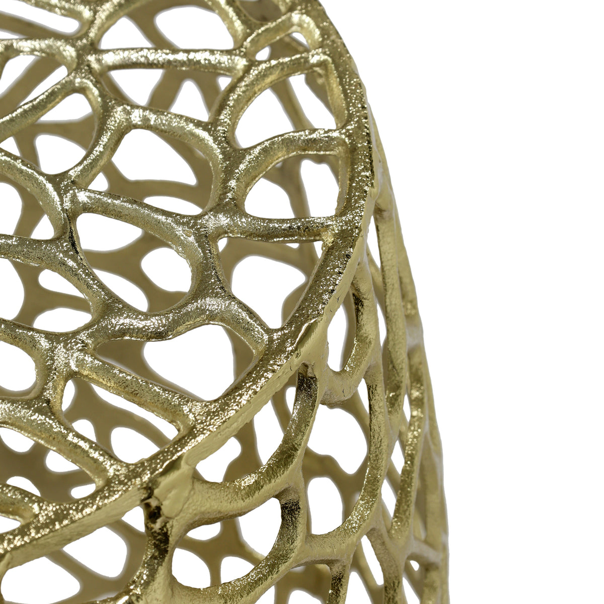 Aluminum Drum End Table with Intricate Design – Gold