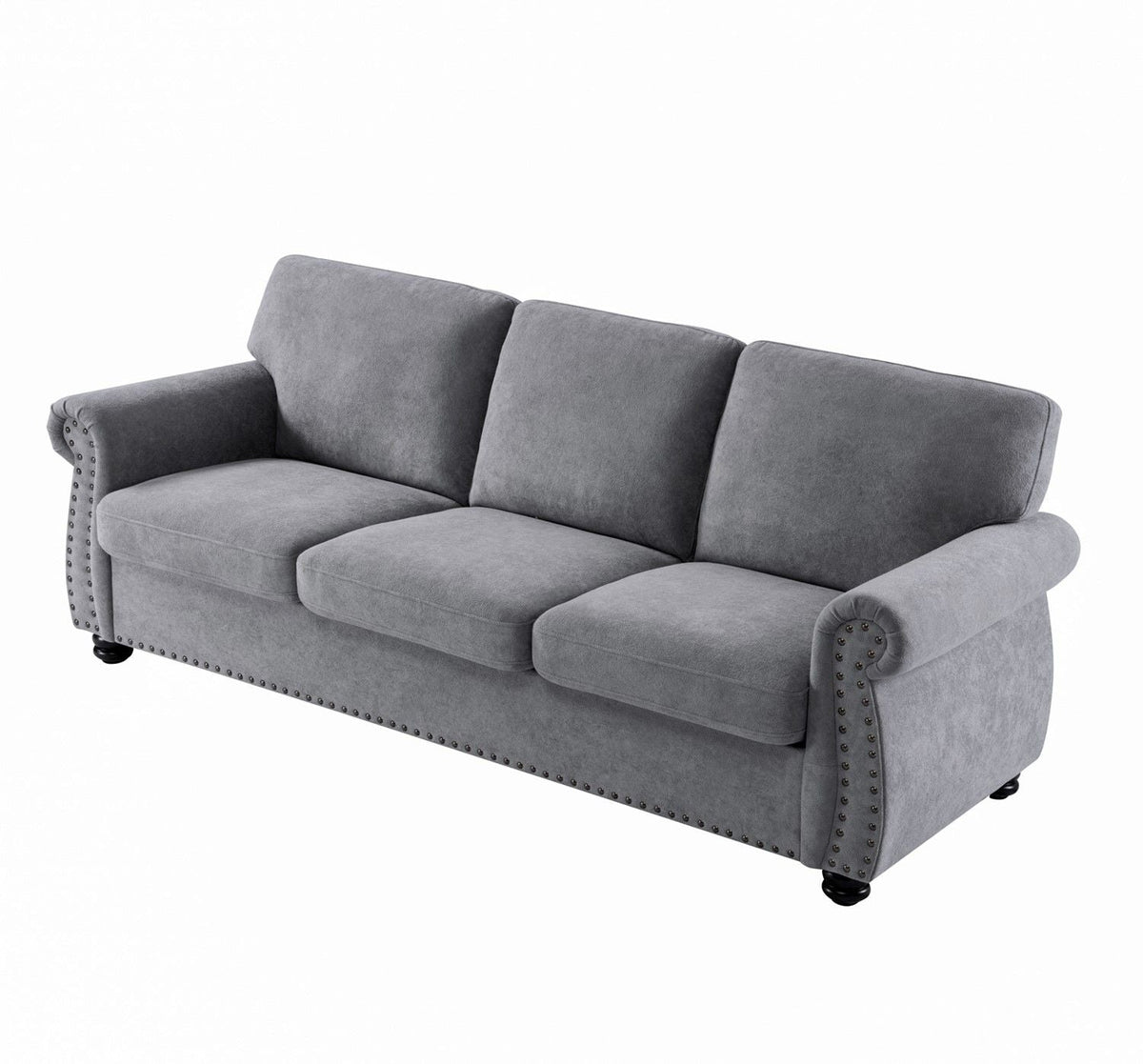 Soft Sofa, Upholstered 3 Seater Couch With High Density Foam, Loose Back Cushions And Turned Legs - view 11