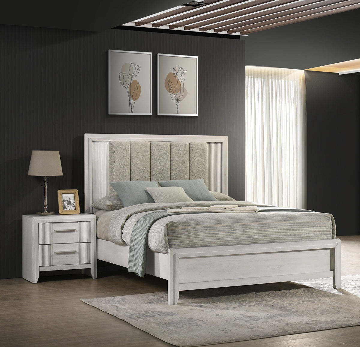 Contemporary 2-Drawer Nightstand - Mist