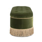 Melinda 48.5" Oval Tufted Bullion Fringe Storage Bench, Olive