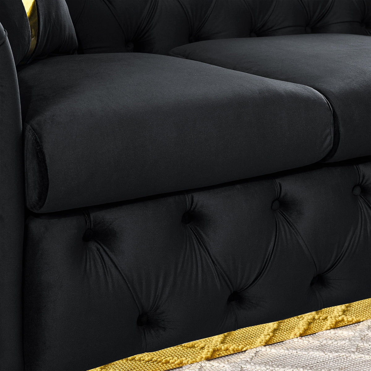 Button Tufted Couch With 2 Pillows, 3 Seater Luxury Chesterfield Sofa - view 14