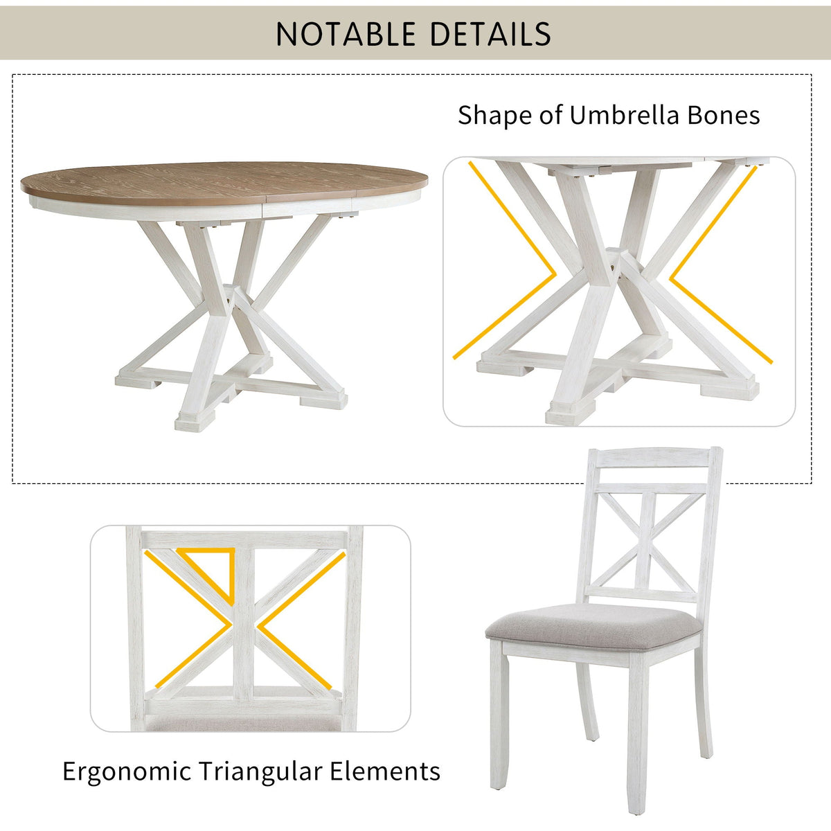 Dining Set With Extendable Round Table And 4 Upholstered Chairs - view 7