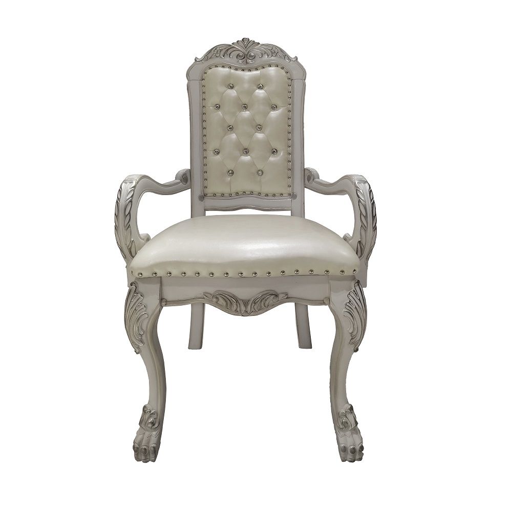 Dresden - Synthetic Leather Arm Chair (Set of 2) - Bone White