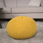 Bordeaux Knitted Cotton Round Pouf - Versatile Ottoman and Floor Cushion