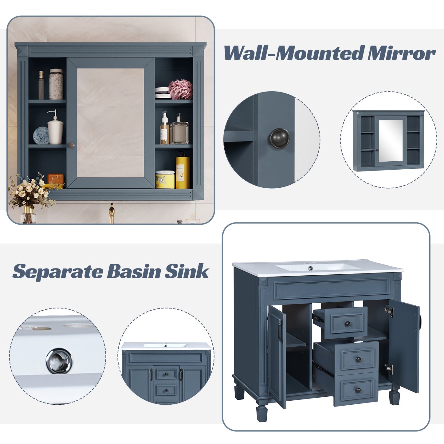36'' Bathroom Vanity with Top Sink, Royal