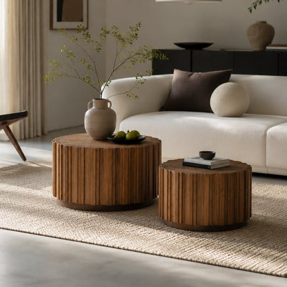 19.7" + 27.5" Round Nesting Coffee Table Set of 2