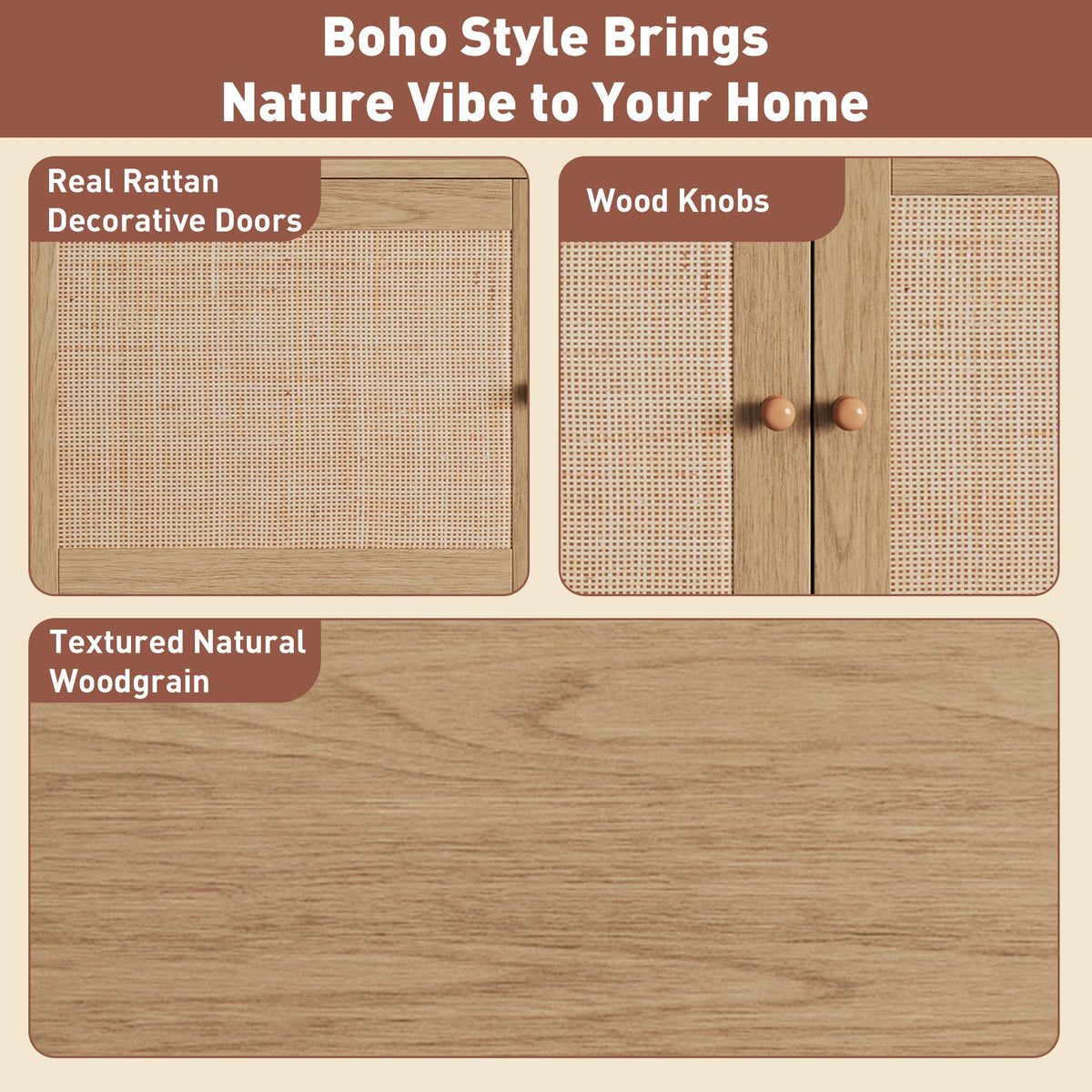 Boho TV Stand for 65, 75, 85 Inch TV
