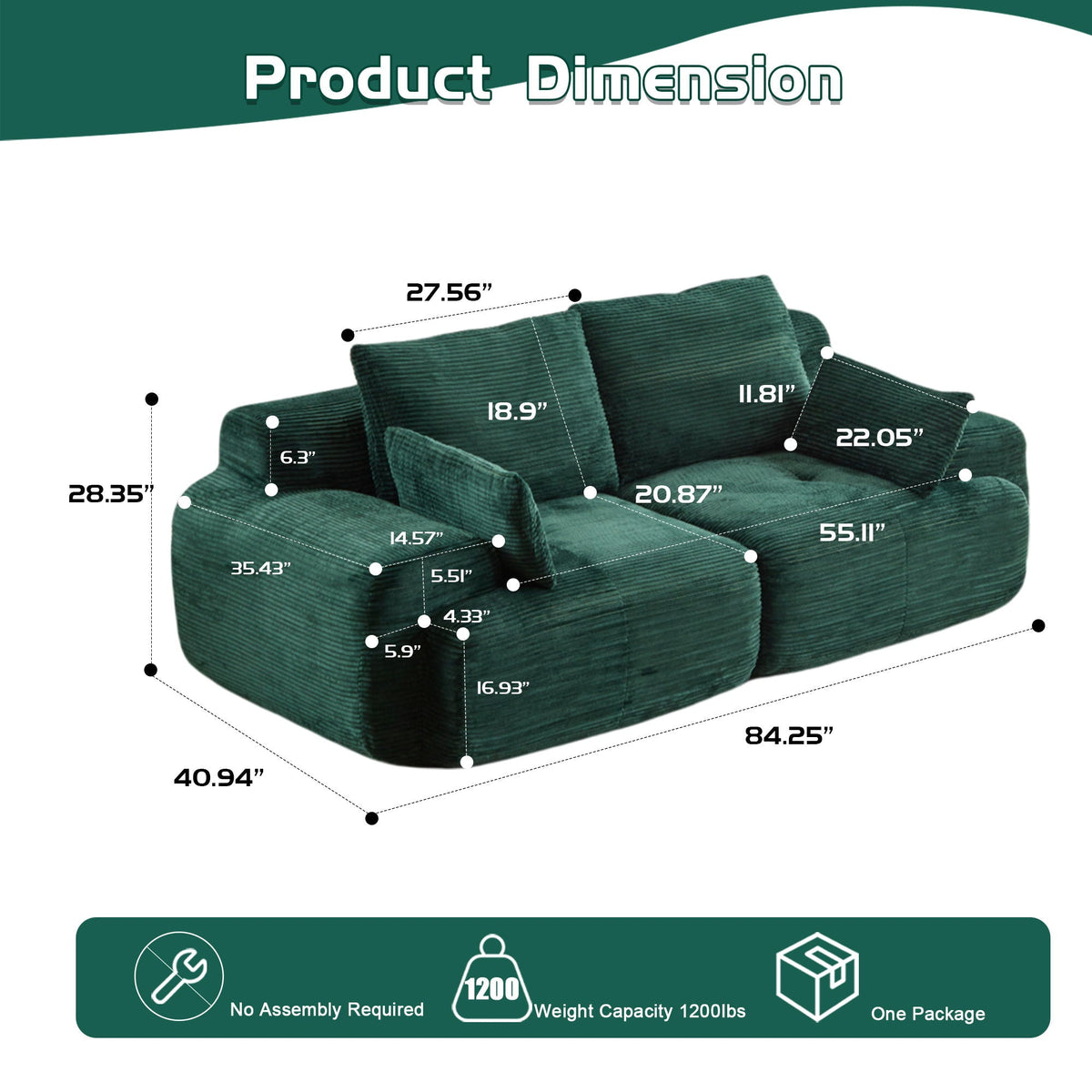 2 Seater Large Sectional Couches For Living Room - view 16