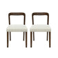 Solid Rubber Wood Dining Chairs (Walnut + Beige) - Set of 2