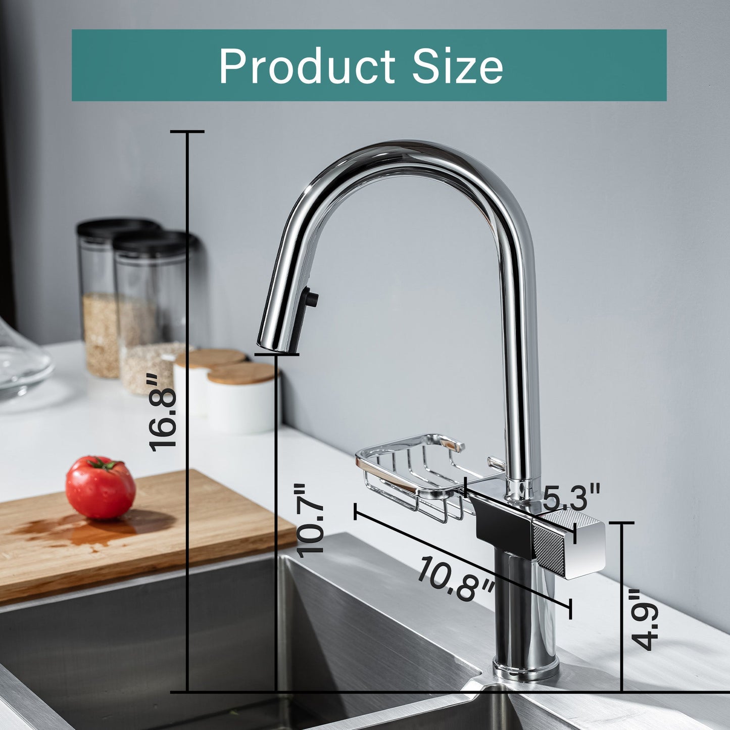 High Arc Pull-Down Kitchen Faucet - Single Hole Stainless Steel