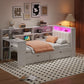 Wood Twin Size Platform Bed with Storage Shelves, Drawers, and LED