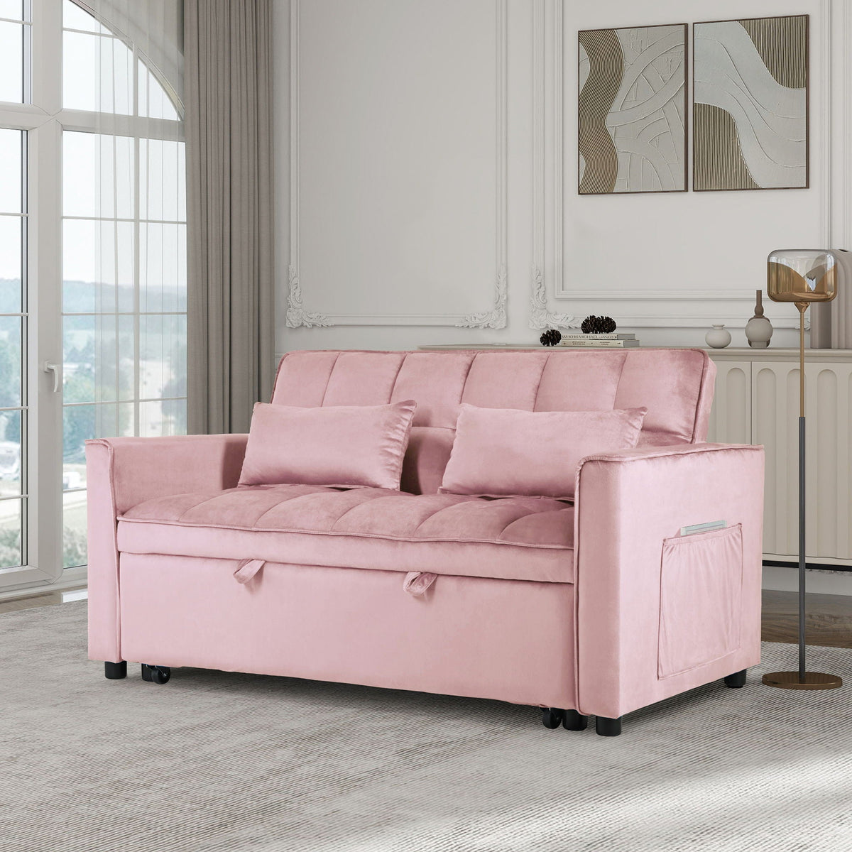 3 In 1 Pull Out Couch Convertible Sofa Bed With Reclining Backrest - view 17