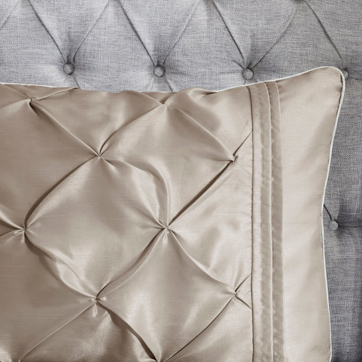 7 Piece Tufted Comforter Set Taupe King