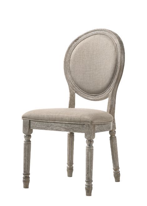 Faustine - Side Chair (Set of 2) - Tan Fabric & Salvaged Light Oak
