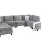 Simona 120" Gray Velvet Modular Sectional Sofa