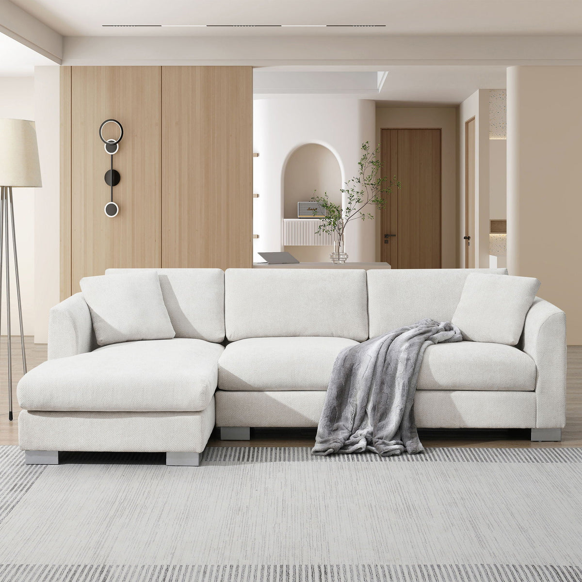 Modern Cloud Sectional Sofa L Shaped Luxury Couch Set With 2 Free Pillows 4 Seat With Oversized Chaise - view 4