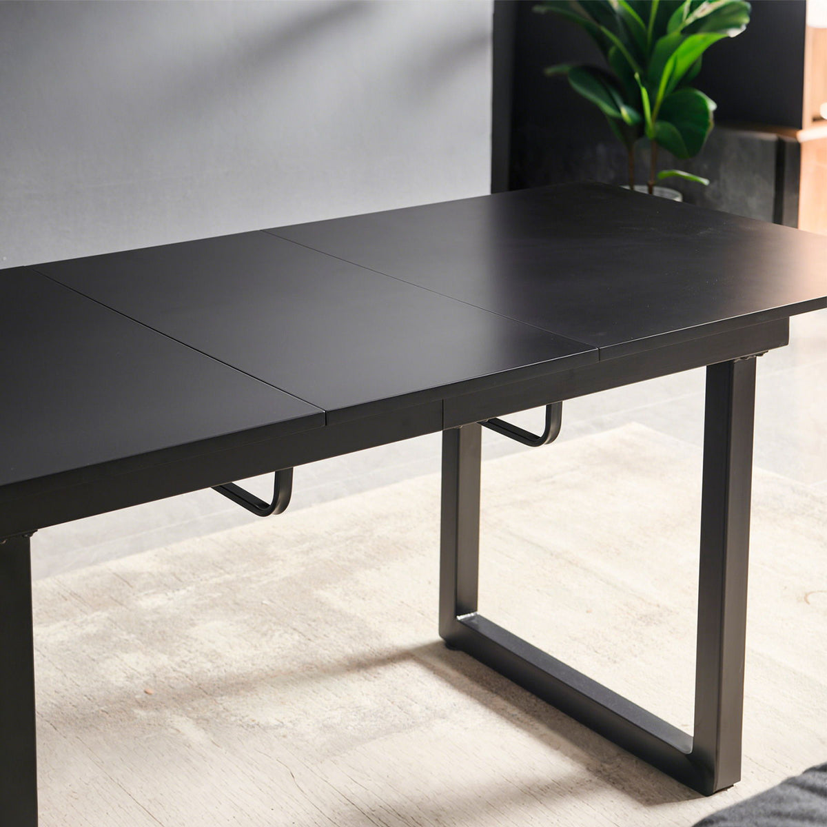 Square Extendable Dining Table With Metal Leg, Modern Space Saving Kitchen Table For Living Room - view 12