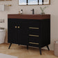 36" Freestanding Bathroom Vanity with Ceramic Sink and Faux Marble Top