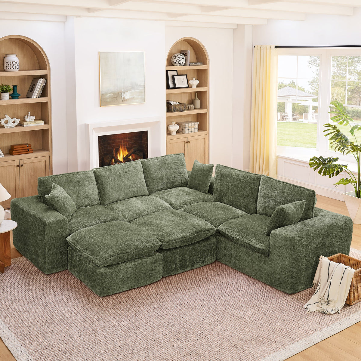 107'' Modern Boucle L-shaped Sectional Sofa