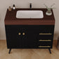 36" Freestanding Bathroom Vanity with Ceramic Sink and Faux Marble Top