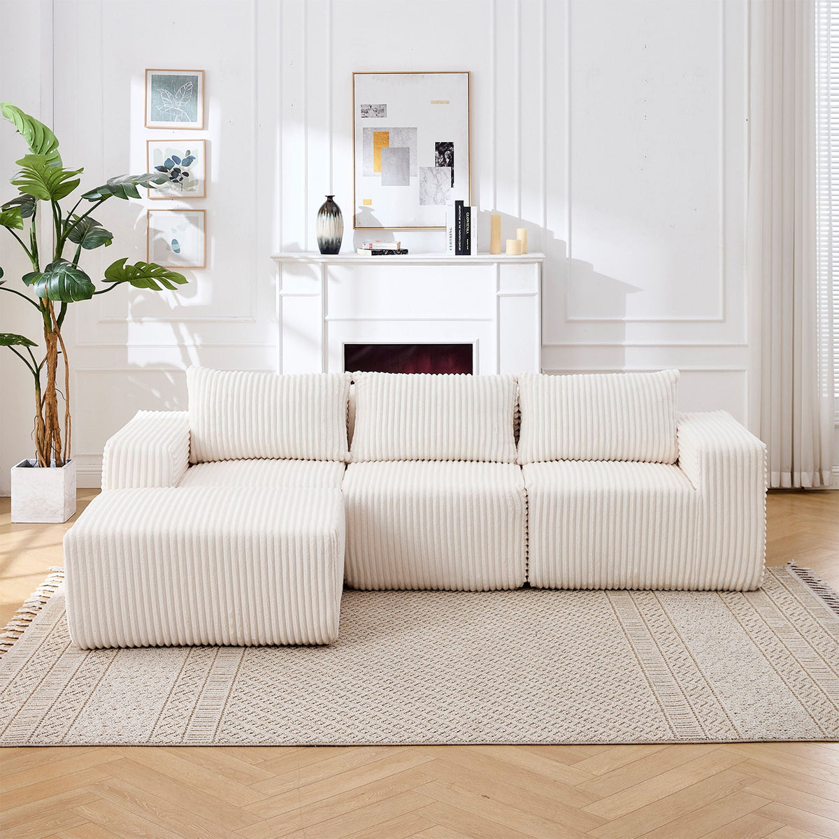 L - Shape Modern Minimalist Modular Sectional Sofa, Upholstered Cloud Couch With Deep Seats - view 12