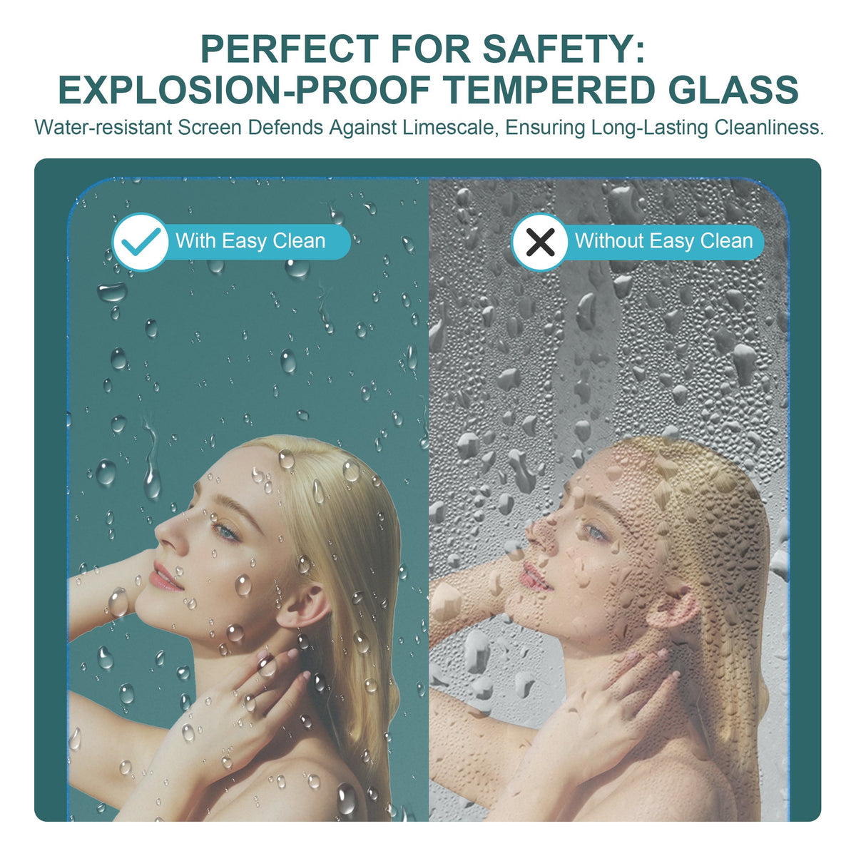 30"W x 72"H Fold Frameless Shower Door with Tempered Glass