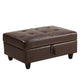 3 Pc Sectional Sofa Set Brown Faux Leather Left-Facing Chaise