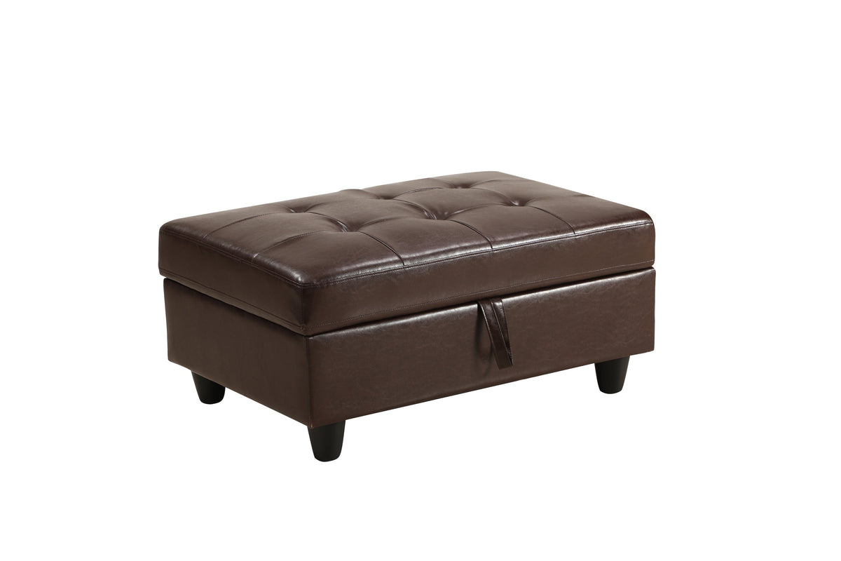 3 Pc Sectional Sofa Set Brown Faux Leather Left-Facing Chaise